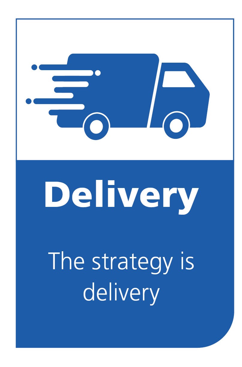 Logo showing a fast van representing our Delivery principle